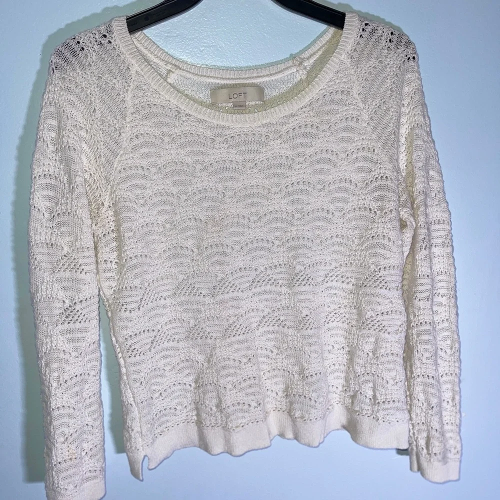 LOFT Ivory Textured Knit Top - Picture 3 of 8